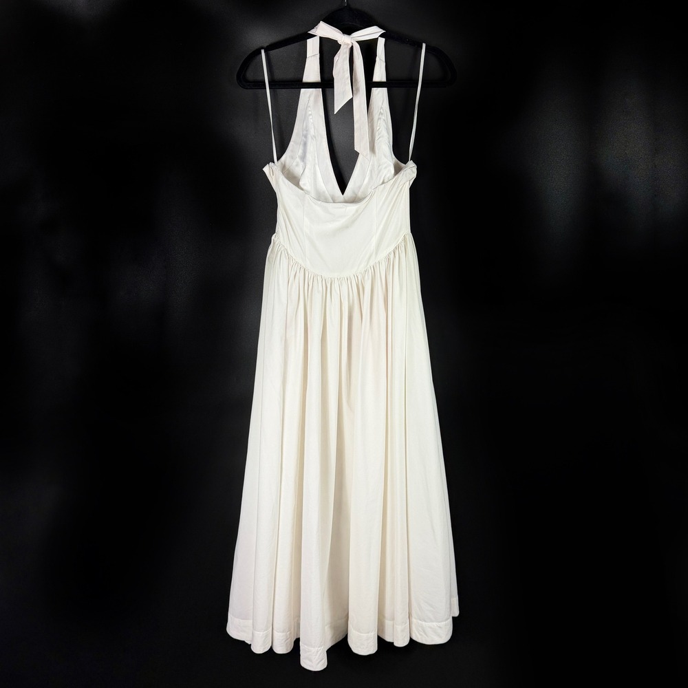 Jewel Badgley Mischka Halter Maxi Dress White V-Neck Sleeveless Womens Sz 4 US - Picture 6 of 12
